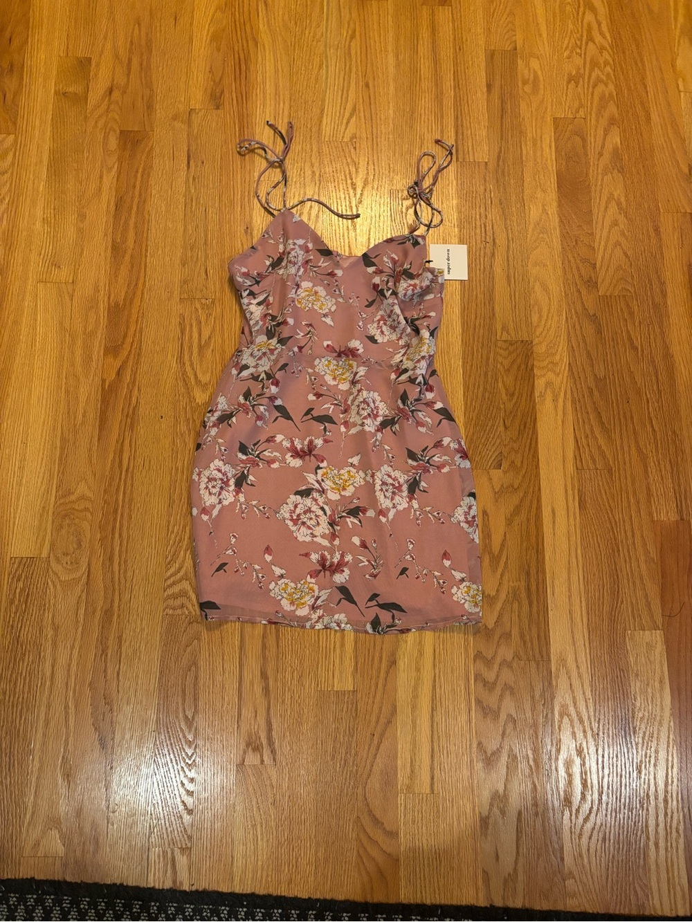 superdown Pink Floral Tie-Shoulder Bodycon Mini Dress